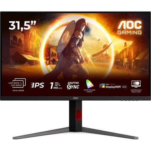 31.5" Монитор AOC Gaming U32G4U, 3840x2160, IPS, 160Гц, 2хHDMI, 1хDP, черный/красный и черный