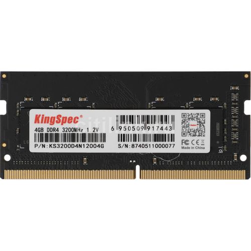 Оперативная память KINGSPEC KS3200D4N12004G DDR4 - 1x 4ГБ 3200МГц, для ноутбуков (SO-DIMM), Ret