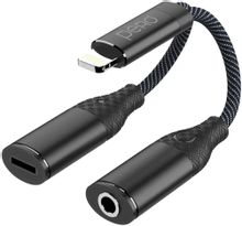 Изображение товара Адаптер PERO AD12 Lightning и Jack 3.5 мм 0.1м в оплетке черный