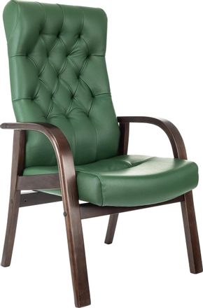 Кресло Бюрократ T-9928Walnut-Cf, кожа, до 120кг, зеленый