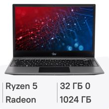 Изображение товара Ноутбук iRU Tactio 14RLH 14", IPS, AMD Ryzen 5 7430U 2.3ГГц, 6-ядерный, 32ГБ 1ТБ SSD,  AMD Radeon Graphics, Windows 11 Pro, серый [2084819]