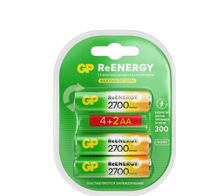 Изображение товара Аккумуляторные батарейки GP 270AAHC4 2RGY 2CRCB6, NiMH, 6 шт.