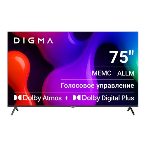75" Телевизор Digma DM-LED75UQB31 QLED, 4K Ultra HD, СМАРТ ТВ, Google TV, черный