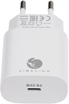 Сетевое зарядное устройство ZIBELINO MC-UC-PD-2,  USB-C, 25Вт, 3A, белый [zc-mc-uc-pd-25w-wht]