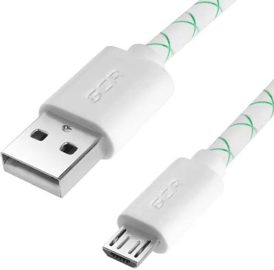 Кабель GREENCONNECT GCR-UA9MCB3-BD,  micro USB (m) -  USB (m),  0.5м,  2A,  белый / зеленый [gcr-ua9mcb3-bd-0.5m]