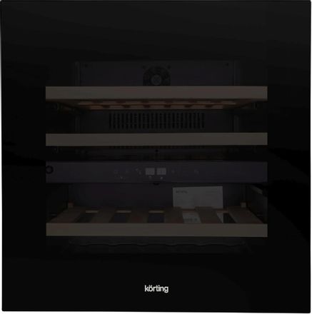Винный шкаф Korting KFW 604 DB GN, вместимость: 30 бутылок, 59.5см, черный