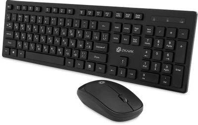 Комплект (клавиатура+мышь) Oklick S255W, USB, беспроводной, черный [1909361]