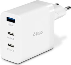 Изображение товара Сетевое зарядное устройство TTEC 2SCG03B,  USB-A,  2xUSB-C, 65Вт, белый