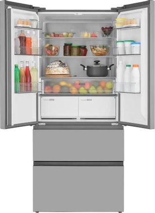 Холодильник трехкамерный ZUGEL ZRFDI470X Full No Frost, French Door, инверторный, серый металлик