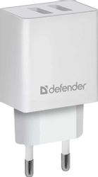 Изображение товара Сетевое зарядное устройство Defender UPA-22,  2xUSB-A,  10.5Вт, 2.1A, белый [83580]