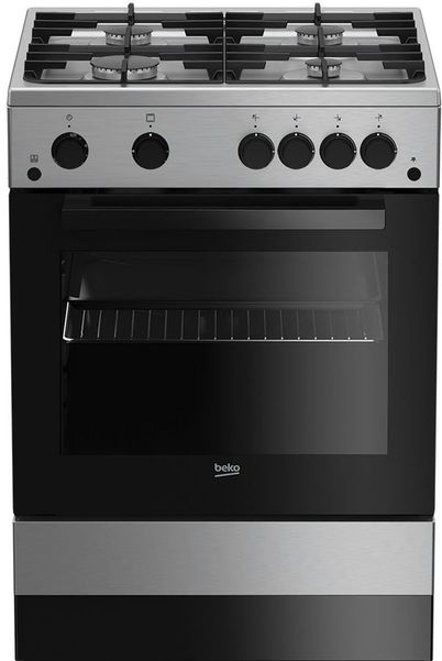 Газовая плита Beko FSGT62130DXO,  газовая духовка,  стеклянная крышка,  чугун, нержавеющая сталь [7787182115]