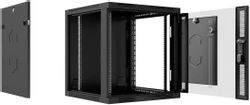Шкаф коммутационный CABEUS SH-05F-12U60/60-R-BK настенный, стеклянная передняя дверь, 12U, 600x635x600 мм