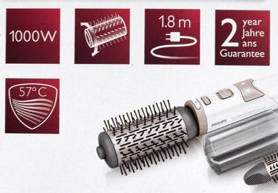 Фен-щетка Philips HP8664/00, 1000Вт, белый и серебристый – купить в ...