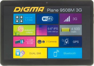 Характеристики Планшет Digma Plane 9508M 3G 9.6", 1GB, 8GB, 3G, Wi-Fi ...