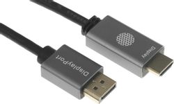 Изображение товара Кабель-переходник аудио-видео Cactus CS-DP-HDMI-1.2-2, DisplayPort (m) - HDMI (m), 2м, GOLD, черный Изображение товара Кабель-переходник аудио-видео Cactus CS-DP-HDMI-1.2-2, DisplayPort (m) - HDMI (m), 2м, GOLD, черный