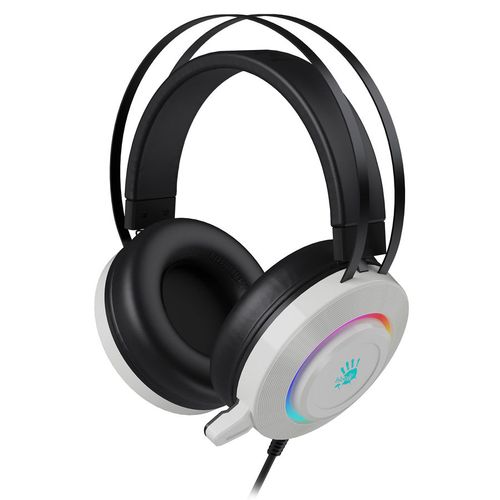 Гарнитура игровая A4TECH Bloody G521, для компьютера, мониторные, проводные, белый / черный [g521 (white)]