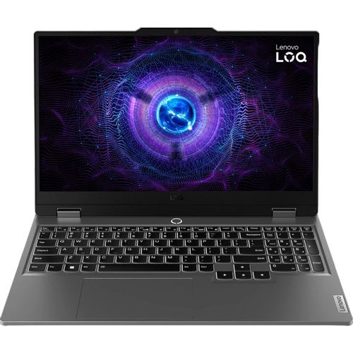Ноутбук игровой Lenovo LOQ 15IRX9, 15.6", 2023, IPS, Intel Core i5 13450HX 2.4ГГц, 10-ядерный, 16ГБ DDR5, 512ГБ SSD, NVIDIA GeForce RTX 3050 для ноутбуков - 6 ГБ, TGP 95Вт, без операционной системы, серый [83dv0073ps]
