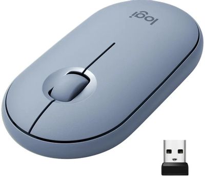 Мышь Logitech Pebble M350, оптическая, беспроводная, USB, синий [910-005719]