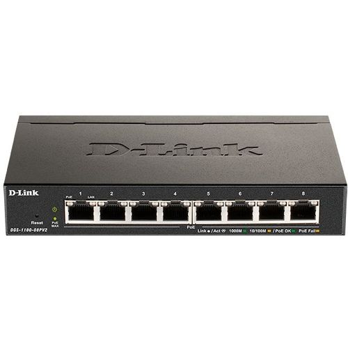 Коммутатор D-Link DGS-1100-08PV2/A4A, настраиваемый, 8 RJ-45, 10/100/1000 Мбит/с