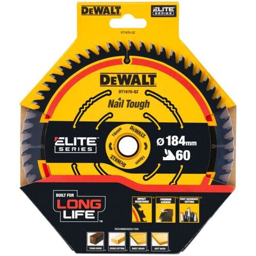 Пильный диск DeWALT DT1670-QZ, по дереву, 184мм, 1.65мм, 16мм