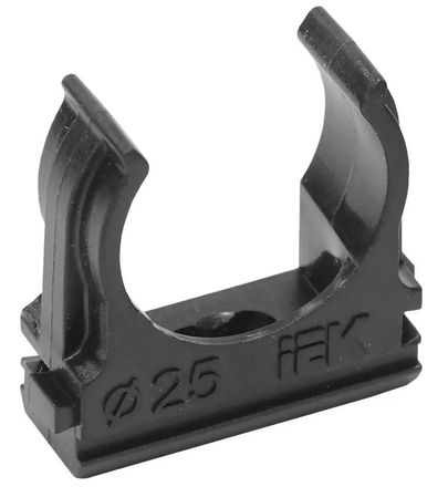 Держатель IEK CTA10D-CF25-K02-100 односторонний, с защелкой, 25мм, полистирол, черный, 1 шт.