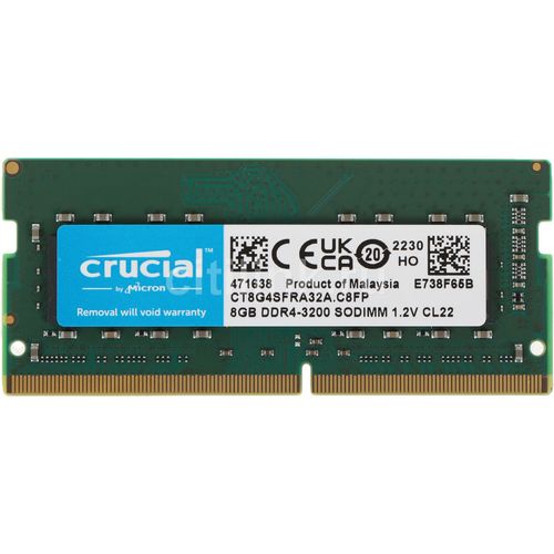 Оперативная память Crucial CT8G4SFRA32A DDR4 - 1x 8ГБ 3200МГц, для ноутбуков (SO-DIMM), Ret