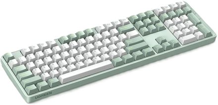 Клавиатура UGREEN KU103, проводная, USB, механическая, зеленый/белый [55817]