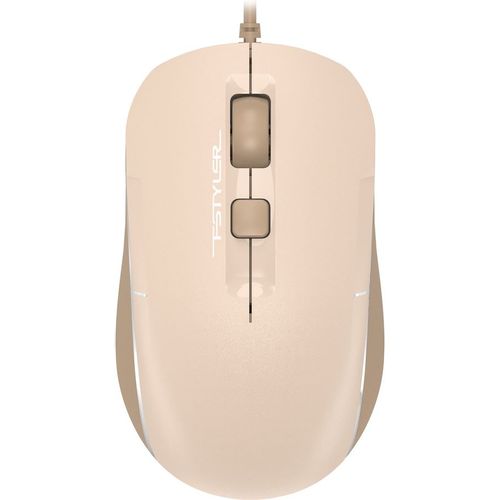Мышь проводная A4TECH Fstyler FM26, оптическая, USB, 1600dpi, бежевый и коричневый [fm26 usb (cafe latte)]