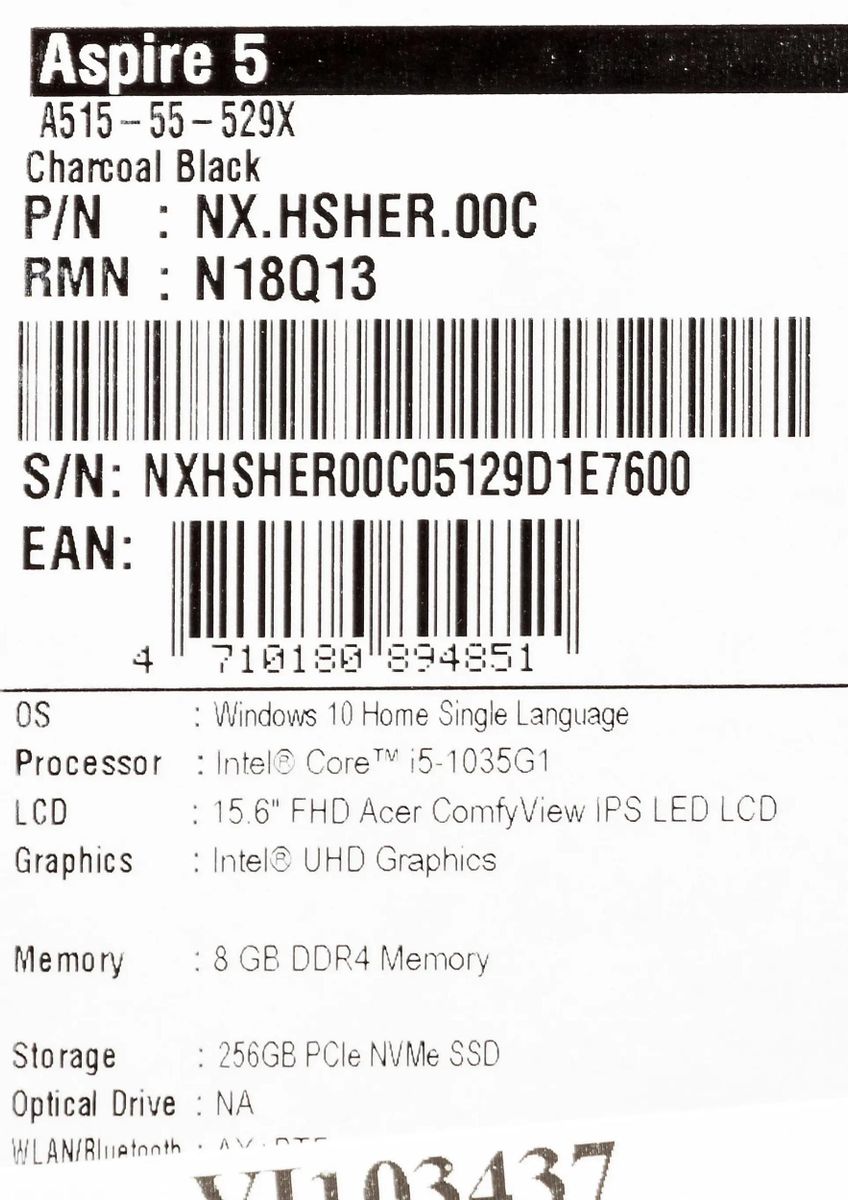 Ноутбук Acer Aspire 5 A515-55-529X NX.HSHER.00C, 15.6