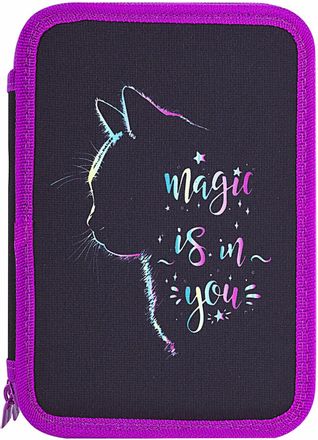 Пенал BRAUBERG 271542 271542, Magic Cat, 2 отделения, форма прямоугольная, черный