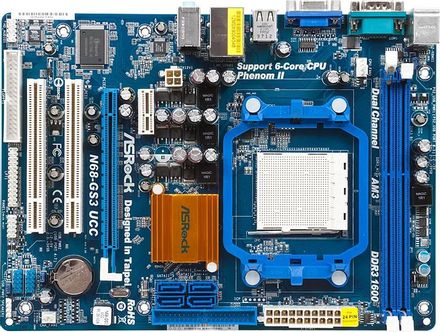 Материнская плата ASRock N68-GS3 UCC, SocketAM3, nVidia GeForce 7025, mATX, Ret
