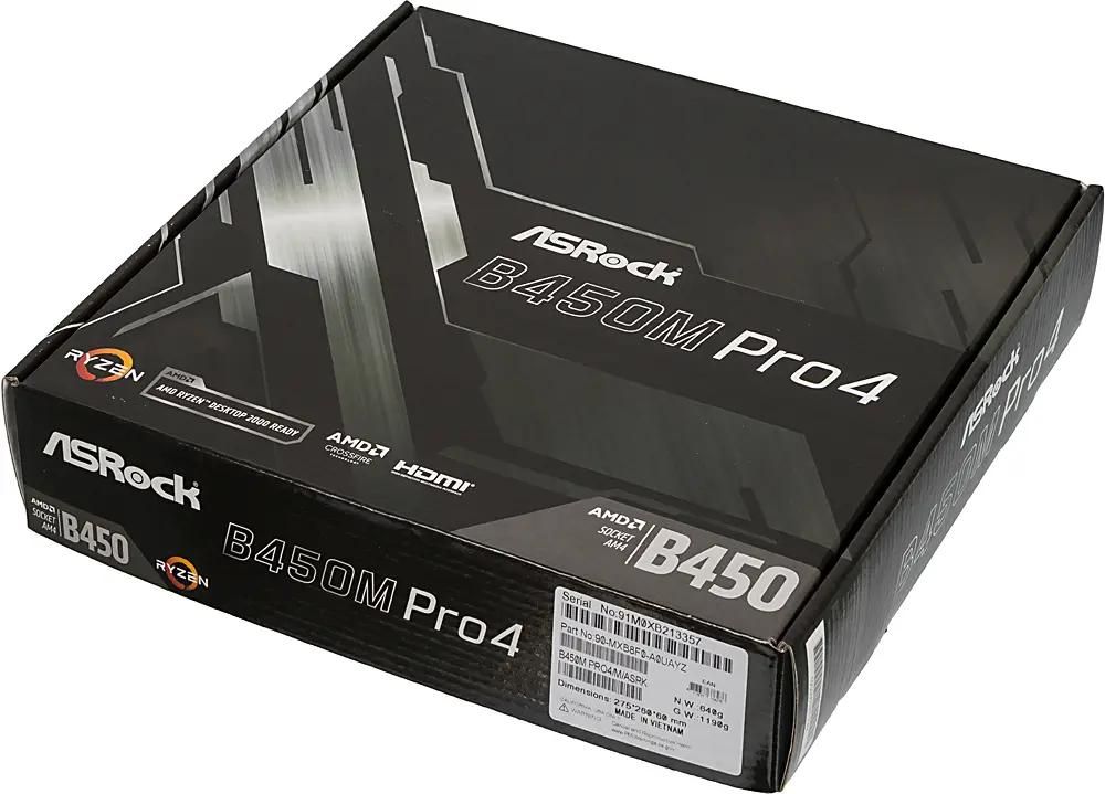 ASRock B450M PRO4 SocketAM4 AMD B450 mATX Ret 1080832
