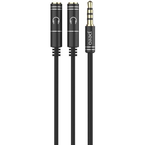 Переходник PERO AD-07, Jack 3.5 (m) — 2хJack 3.5 (f), 0.34м, черный [prad07msbk]
