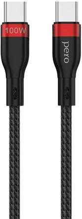 Кабель PERO DC-10,  USB Type-C (m) -  USB Type-C (m),  5A,  черный [prdc-10ttb]