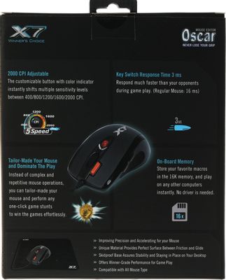 Мышь проводная A4TECH X-7120, игровая, оптическая, USB, 2000dpi