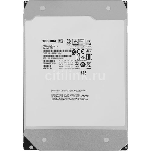 Жесткий диск Toshiba Enterprise Capacity MG09ACA16TE, 16ТБ, HDD, SATA III, 3.5"