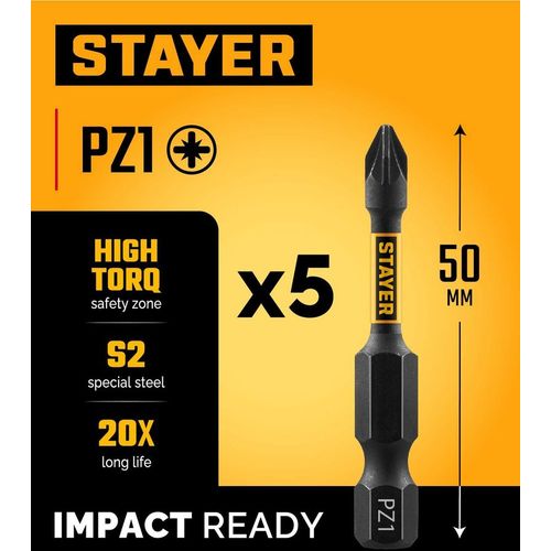 Набор бит Stayer 26233-1-50-5, 5шт — цена и наличие Набор бит Stayer 26233-1-50-5, 5шт