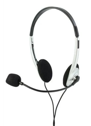 Гарнитура Oklick HS-S129V, для компьютера, накладные, проводные, серебристый / черный