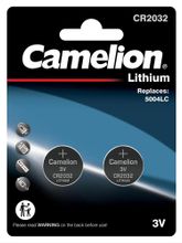 Изображение товара Батарейки CR2032 - комплект из 2 штук от CAMELION, литиевые, форм-фактор CR2032