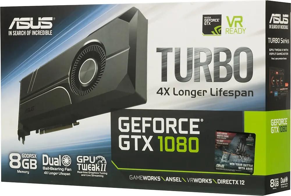 ASUS NVIDIA GeForce GTX 1080 TURBO GTX1080 8G 8 GDDR5X Ret 394118