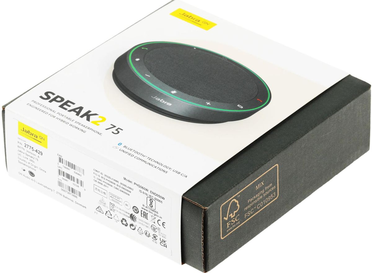 Спикерфон Jabra 75 UC Link 380c, v.5.2, A2DP, темно-серый [2775