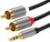 Изображение товара Кабель соединительный аудио PREMIER 5-334 3.0, Jack 3.5 (m) - 2хRCA (m), медный, 3м, GOLD, черный/серый