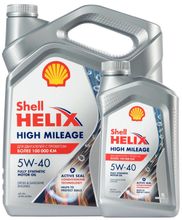 Моторное масло SHELL Helix High Mileage, 5W-40, 5л, синтетическое ...
