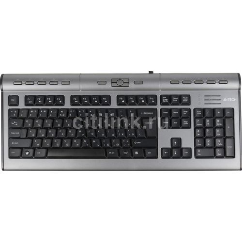 Клавиатура A4TECH KLS-7MUU, проводная, USB, мембранная, серебристый/черный [kls-7muu usb]
