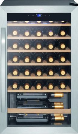 Винный шкаф однокамерный PROFI COOK PC-WK 1235 вместимость: 36 бутылок, серебристый/черный