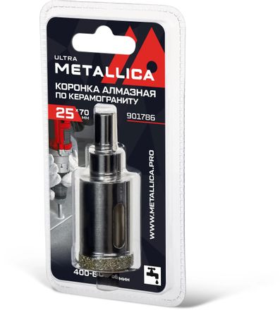 Коронка METALLICA 901786, по керамограниту, 25мм, цилиндрический, 1шт