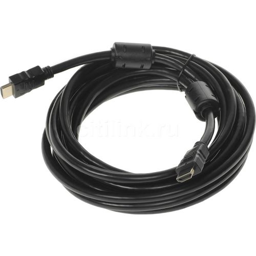 Кабель аудио-видео NingBo HDMI-5M-MG, HDMI (m) - HDMI (m), ver 1.4, 5м, GOLD, ф/фильтр, черный