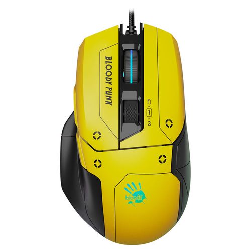 Мышь проводная A4TECH Bloody W70 Max Punk, игровая, оптическая, USB, 10000dpi, желтый и черный