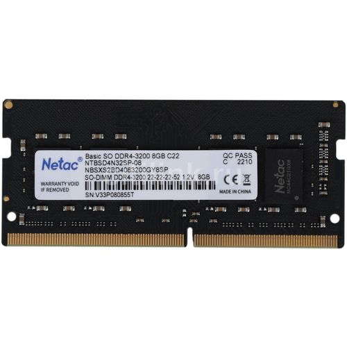 Оперативная память NETAC Basic NTBSD4N32SP-08 DDR4 - 1x 8ГБ 3200МГц, (SO-DIMM), Ret