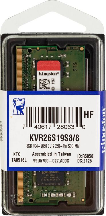 Оперативная память Kingston Valueram KVR26S19S8/8 DDR4 - 1x 8ГБ